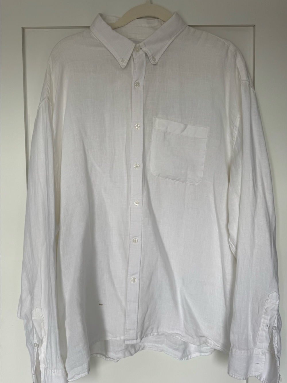 Abercrombie & Fitch 100% Linen White Casual Button-Down Shirt